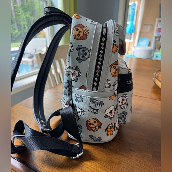 Loungefly Gray and Black Dog Pattern Backpack - Picture 5 of 6